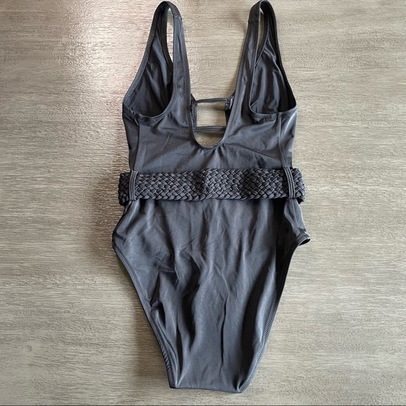 NWT Solid & Striped Black Belted One Piece Swimsuit - Picture 5 of 10